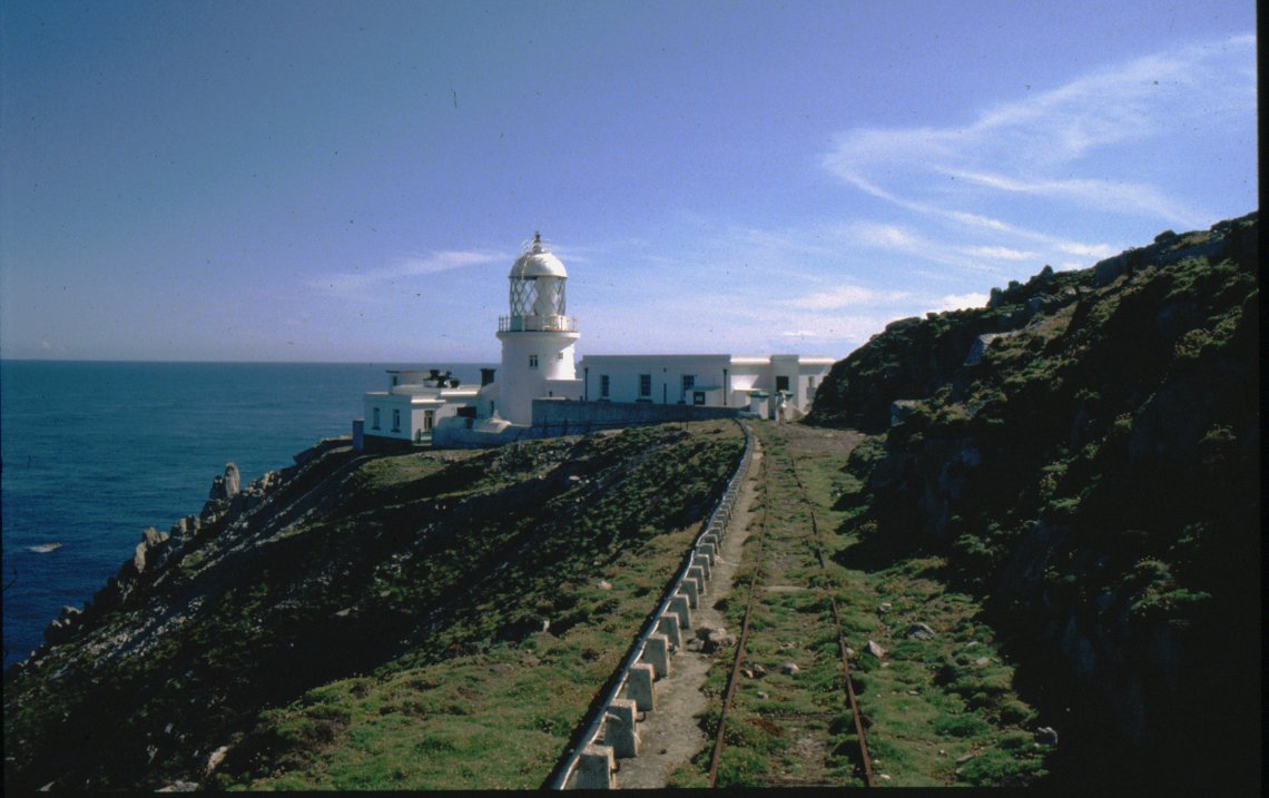 The old south lighthouse railway on Lundy Island