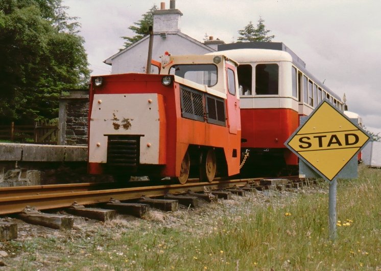 Co Donegal railcar #18 plus tractor, Fintown.