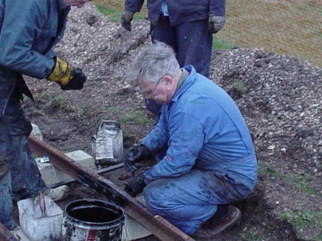 Doing up a fishplate.