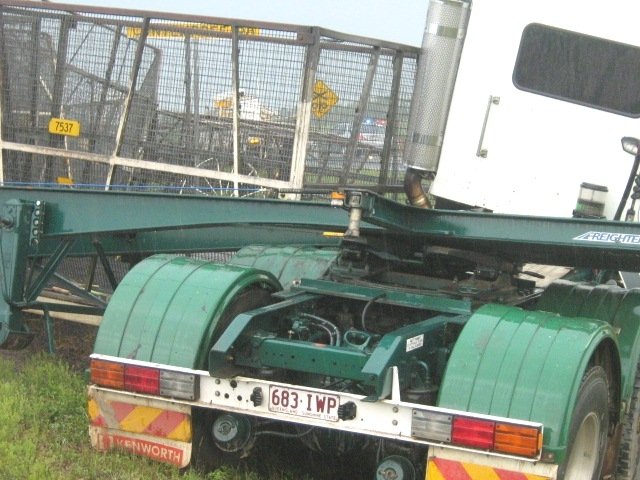 Locos 1 and 10. Level crossing where truck failed to stop. A huge mess!