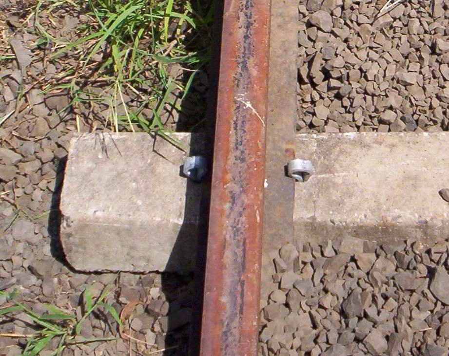 Older style concrete sleepers with "elastic Spikes"