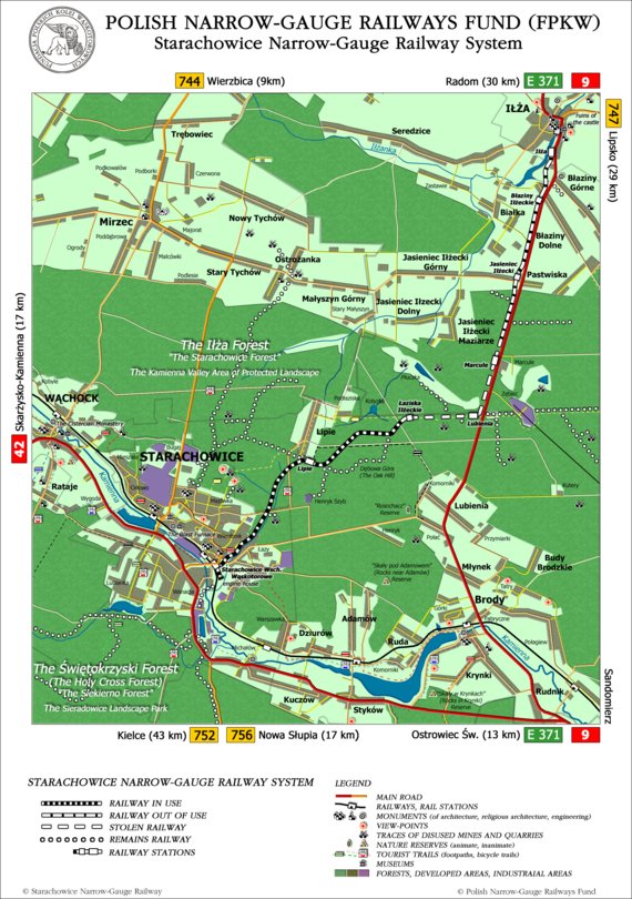 Map of Starachowice Narrow-Gauge Railway System