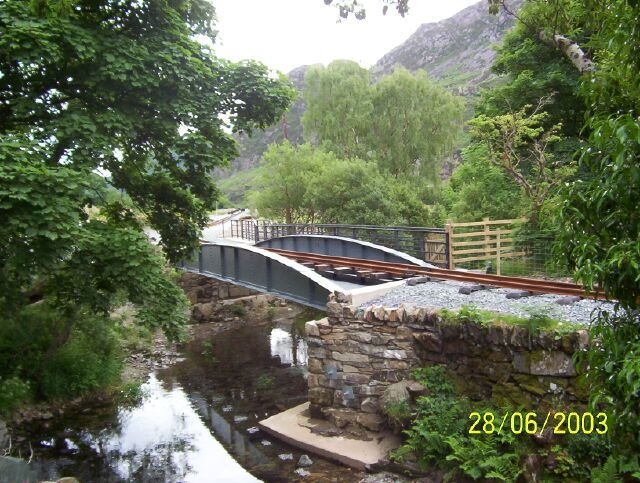 Restored bridge & track at Plas y Nant