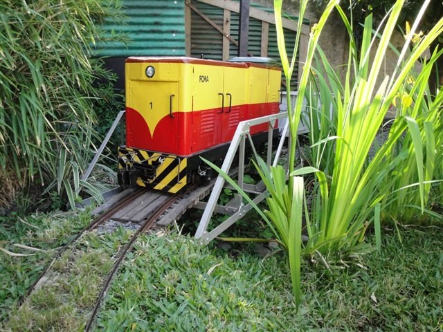 Loco crossing steel bridge