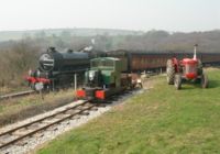 Steam train passing the Castleton Light Railway